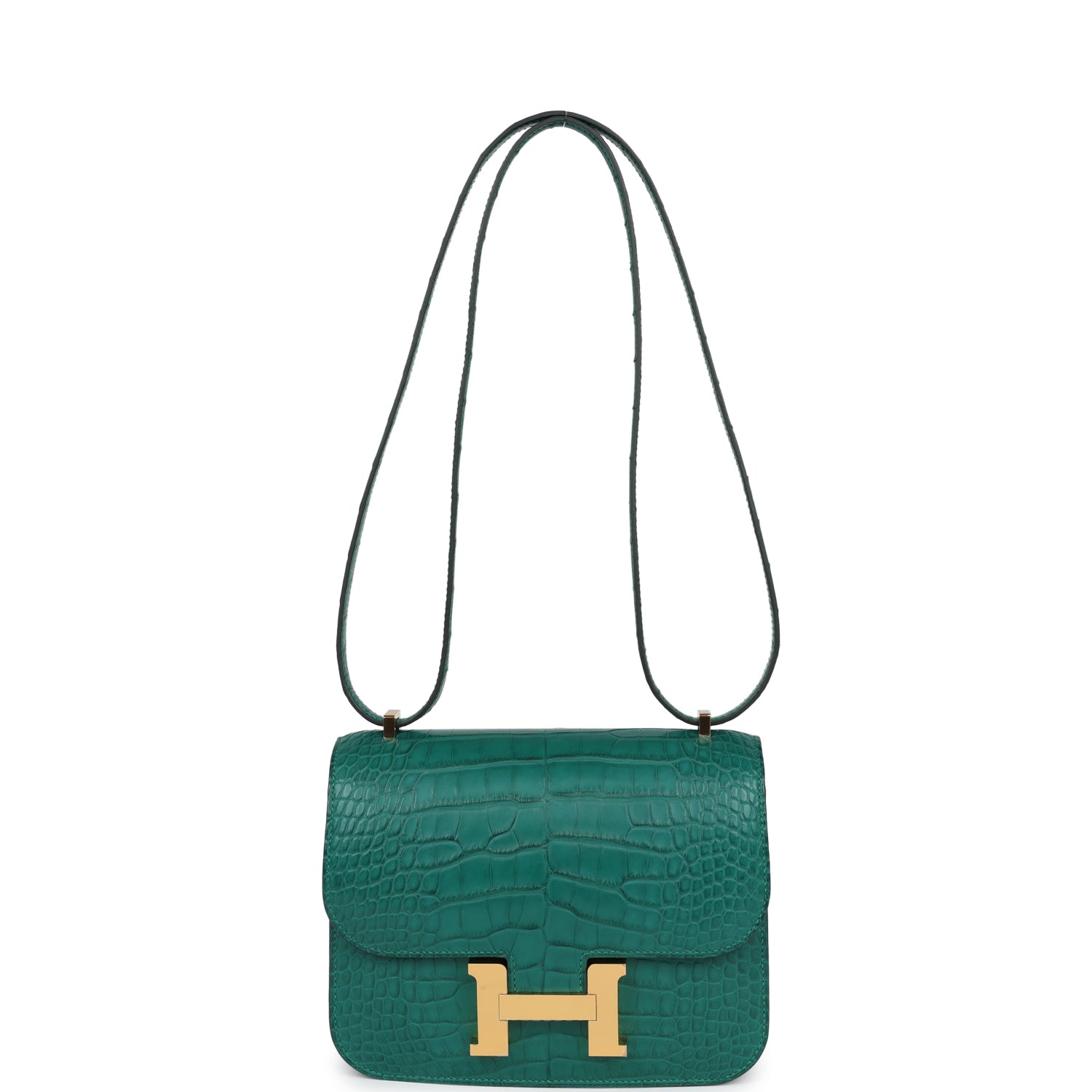 Constance 18 Malachite Matte Alligator Gold Hardware Bag