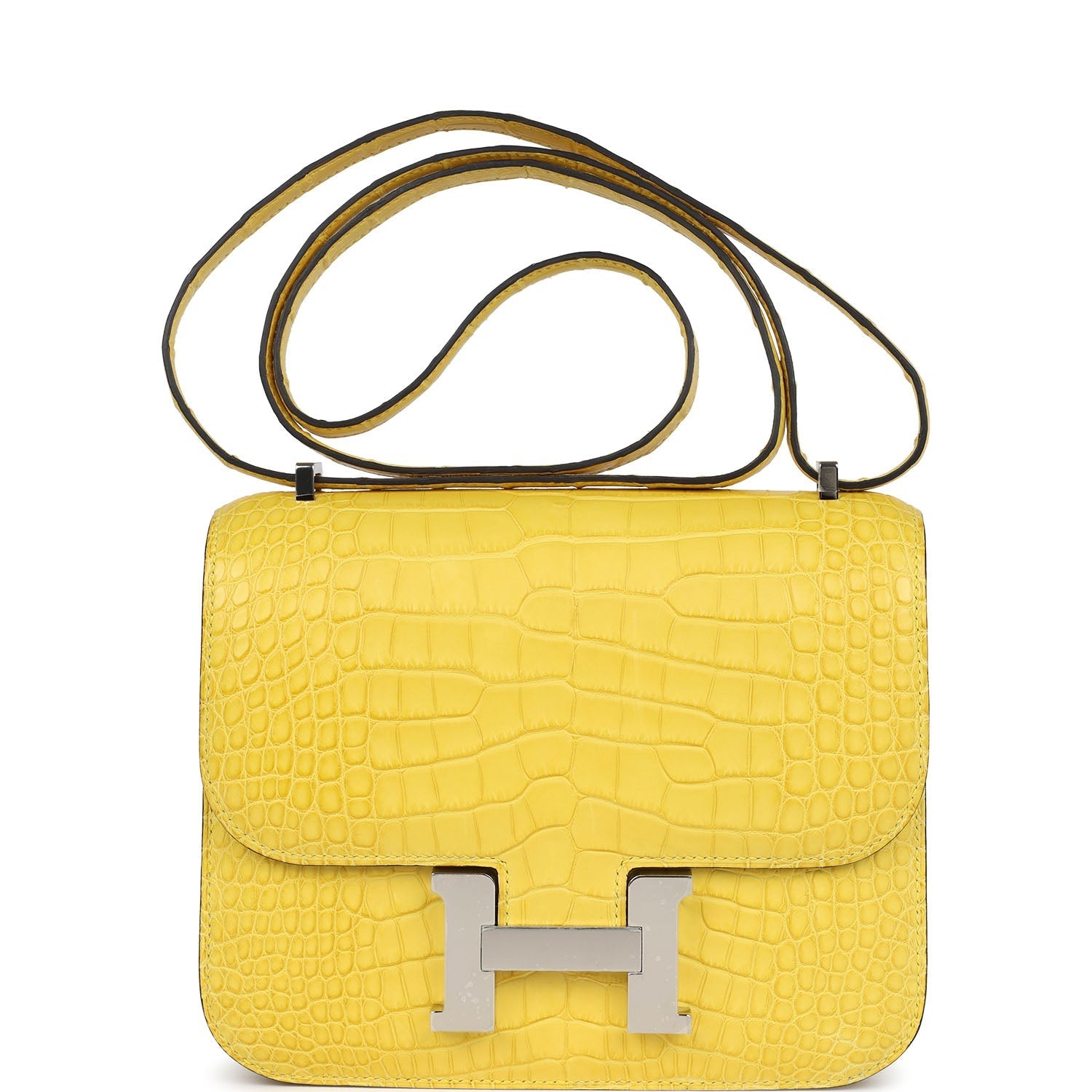 Constance 18 Mimosa Matte Alligator Palladium Hardware Bag