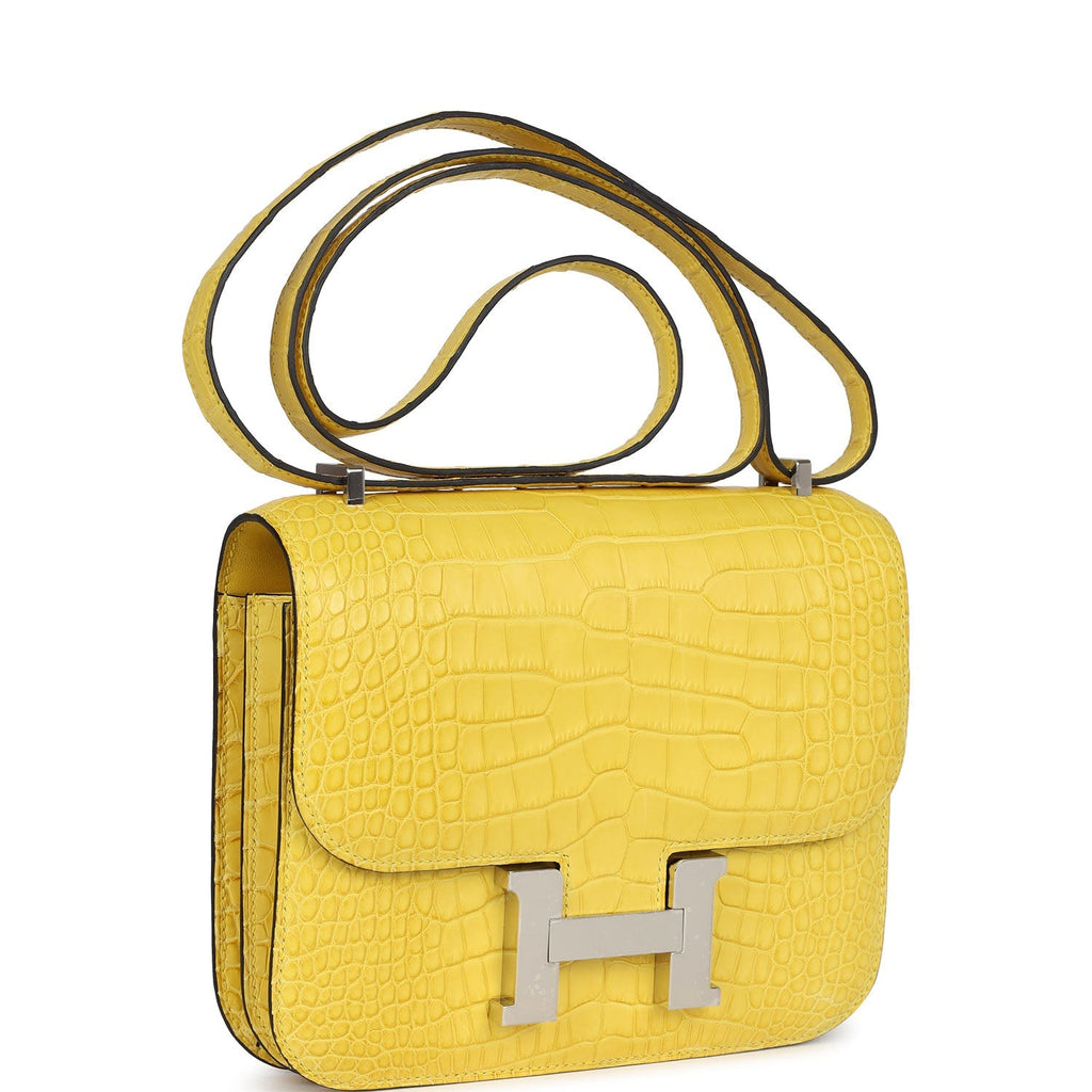 Constance 18 Mimosa Matte Alligator Palladium Hardware Bag