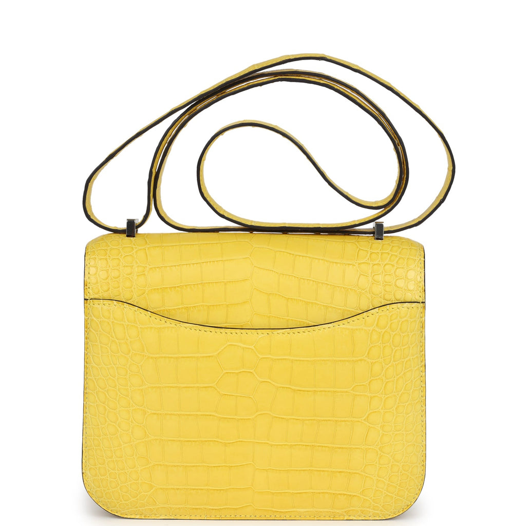 Constance 18 Mimosa Matte Alligator Palladium Hardware Bag
