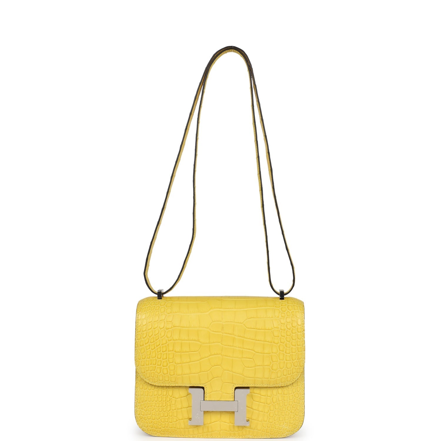 Constance 18 Mimosa Matte Alligator Palladium Hardware Bag