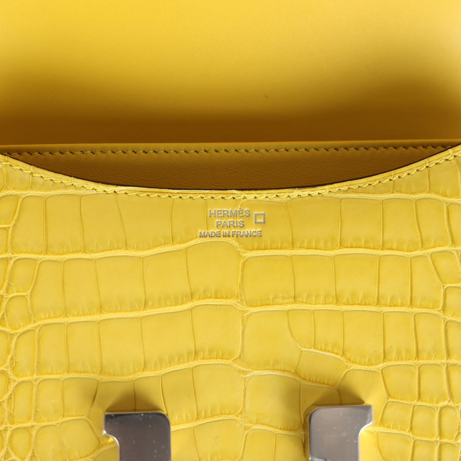 Constance 18 Mimosa Matte Alligator Palladium Hardware Bag