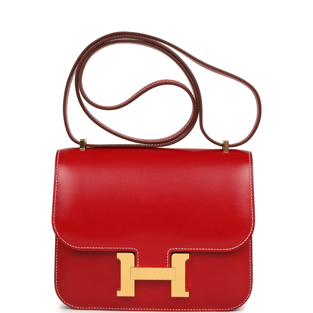Constance 18 Rouge Piment Box Gold Hardware Bag