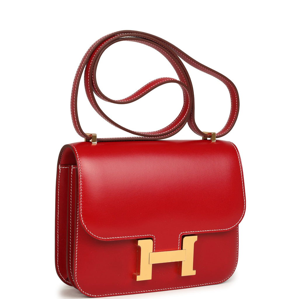 Constance 18 Rouge Piment Box Gold Hardware Bag