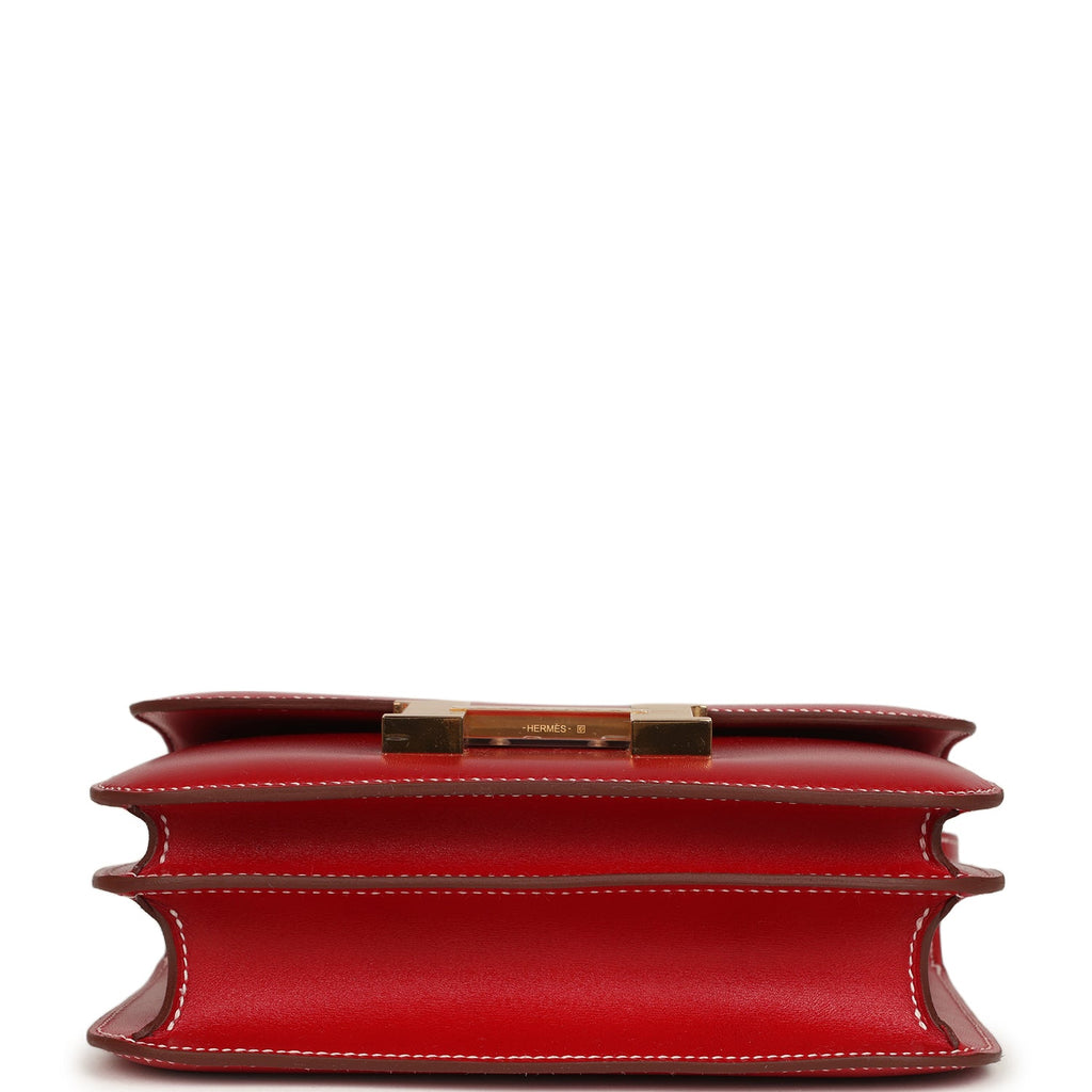 Constance 18 Rouge Piment Box Gold Hardware Bag