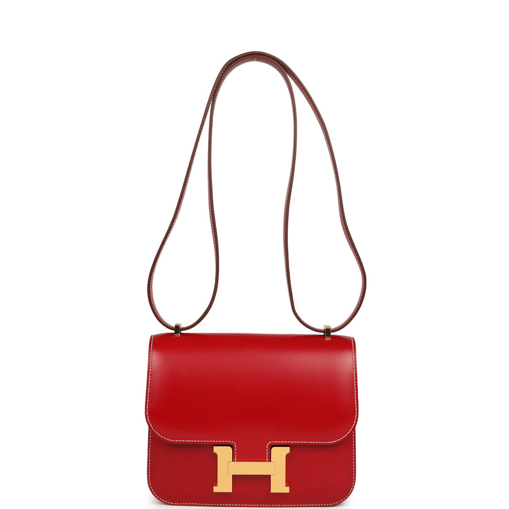 Constance 18 Rouge Piment Box Gold Hardware Bag