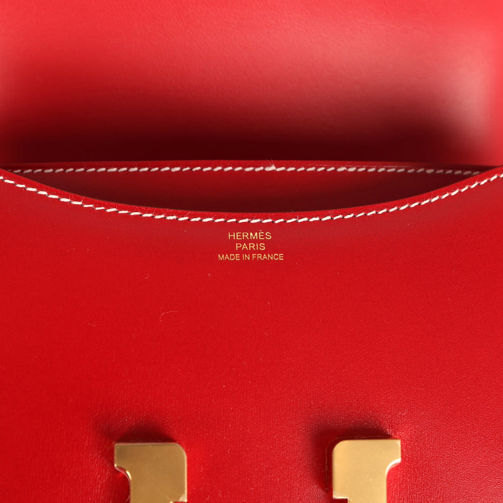 Constance 18 Rouge Piment Box Gold Hardware Bag