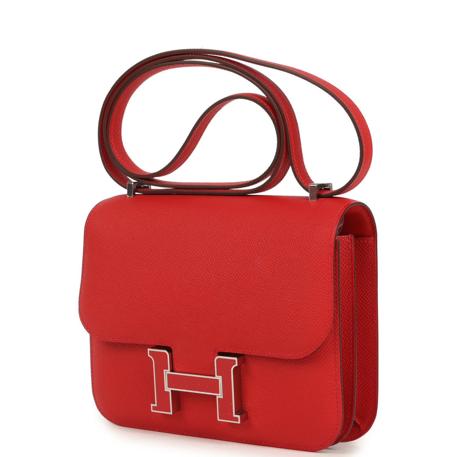 Constance 18 Rouge Radieux Epsom Lacquered Palladium Hardware Bag