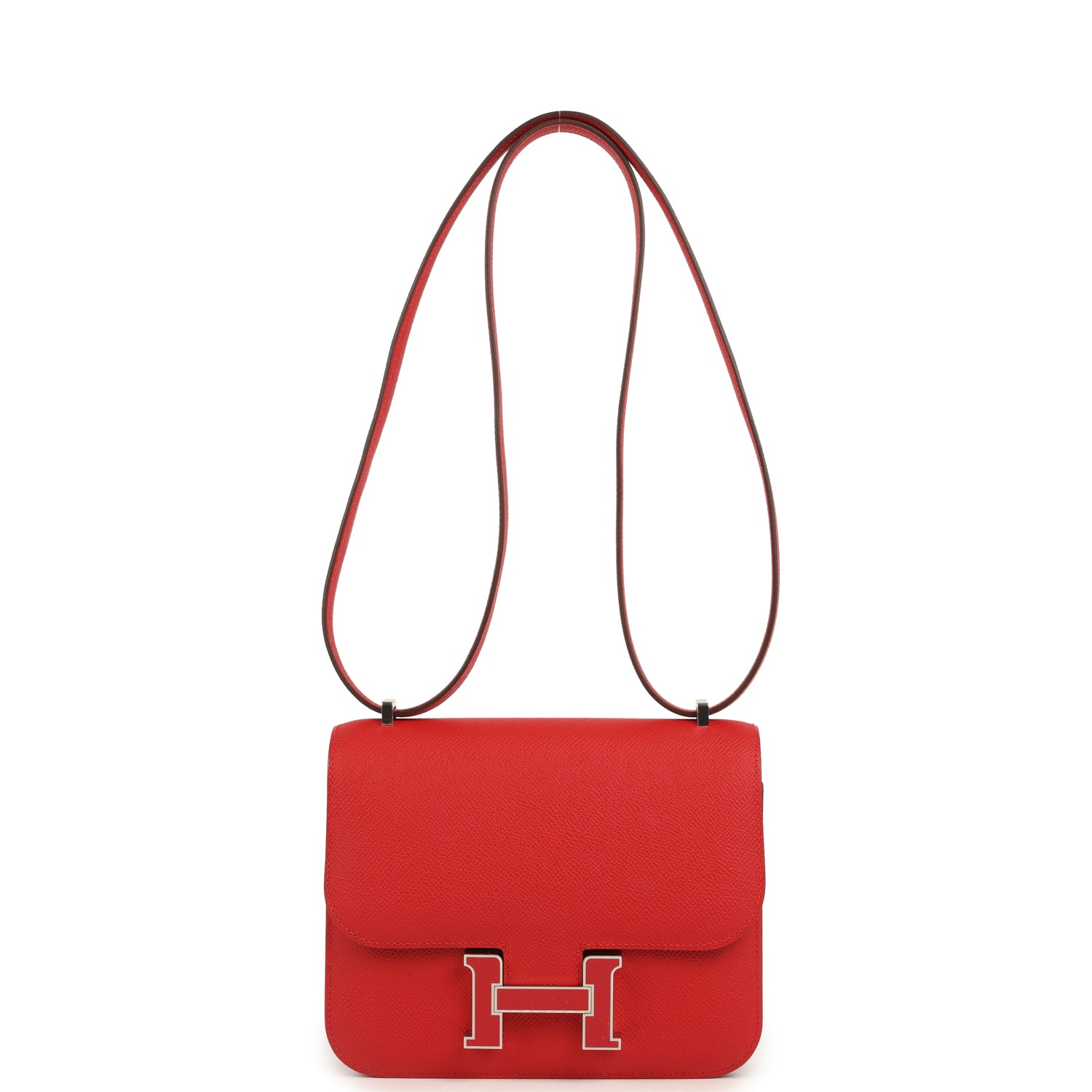 Constance 18 Rouge Radieux Epsom Lacquered Palladium Hardware Bag