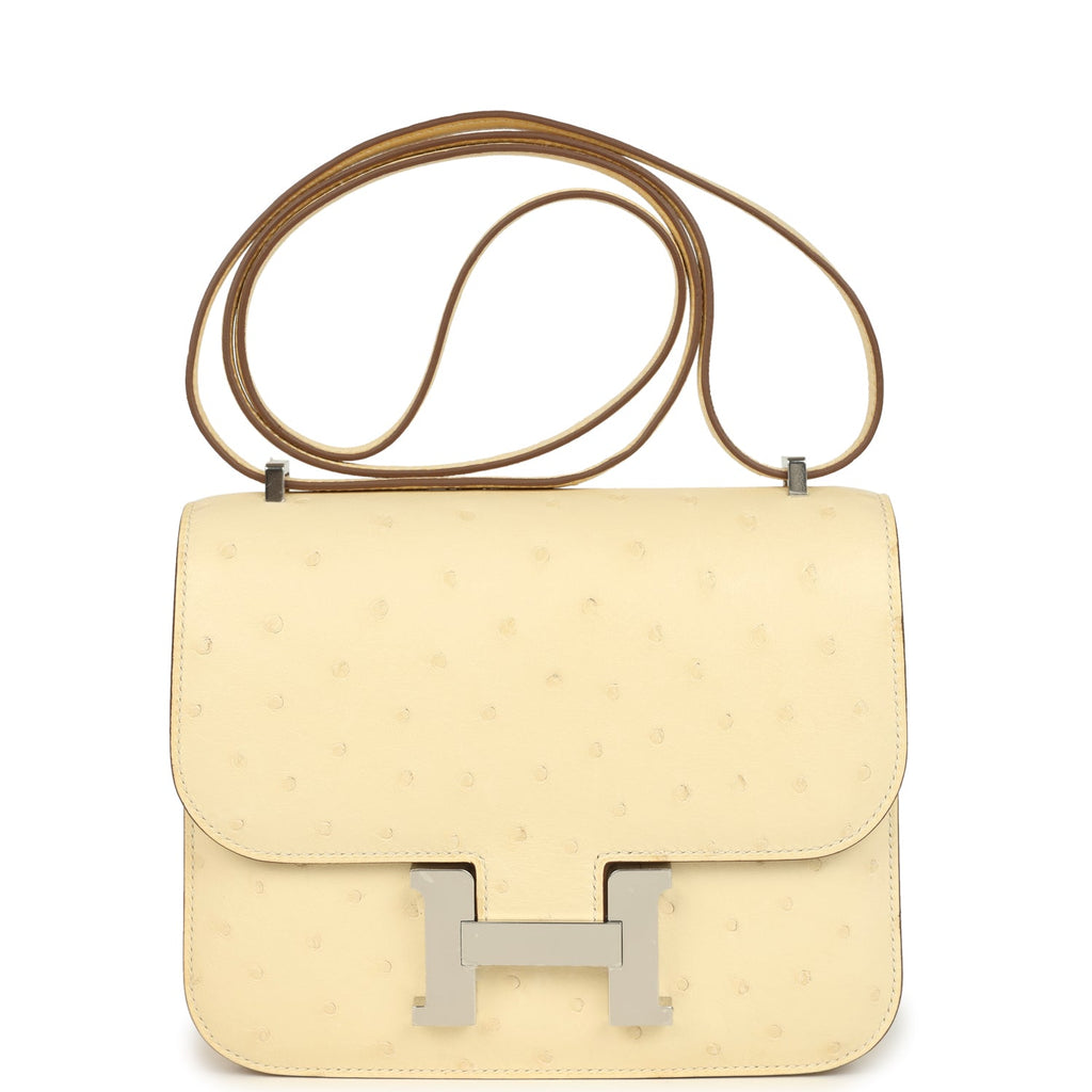 Constance 18 Vanille Ostrich Palladium Hardware Bag
