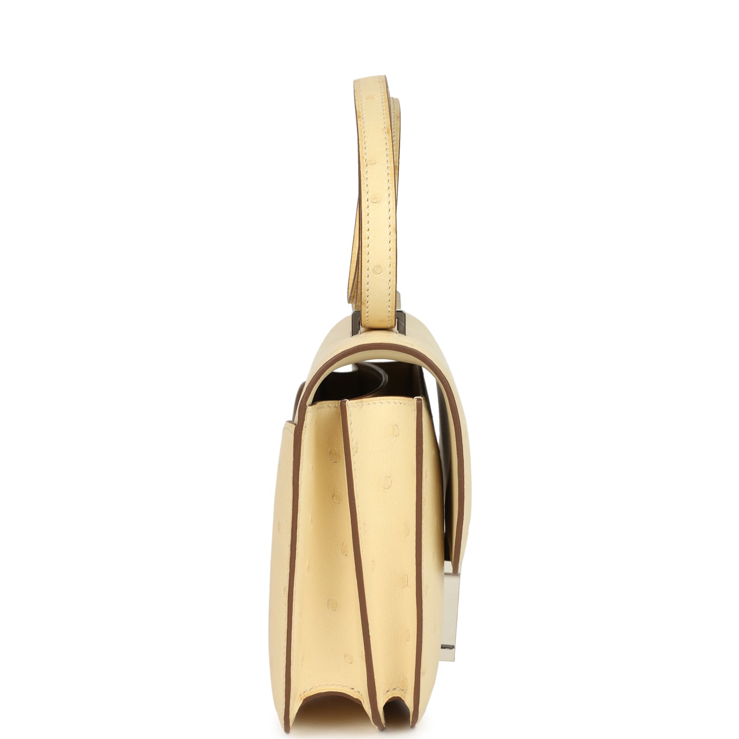 Constance 18 Vanille Ostrich Palladium Hardware Bag