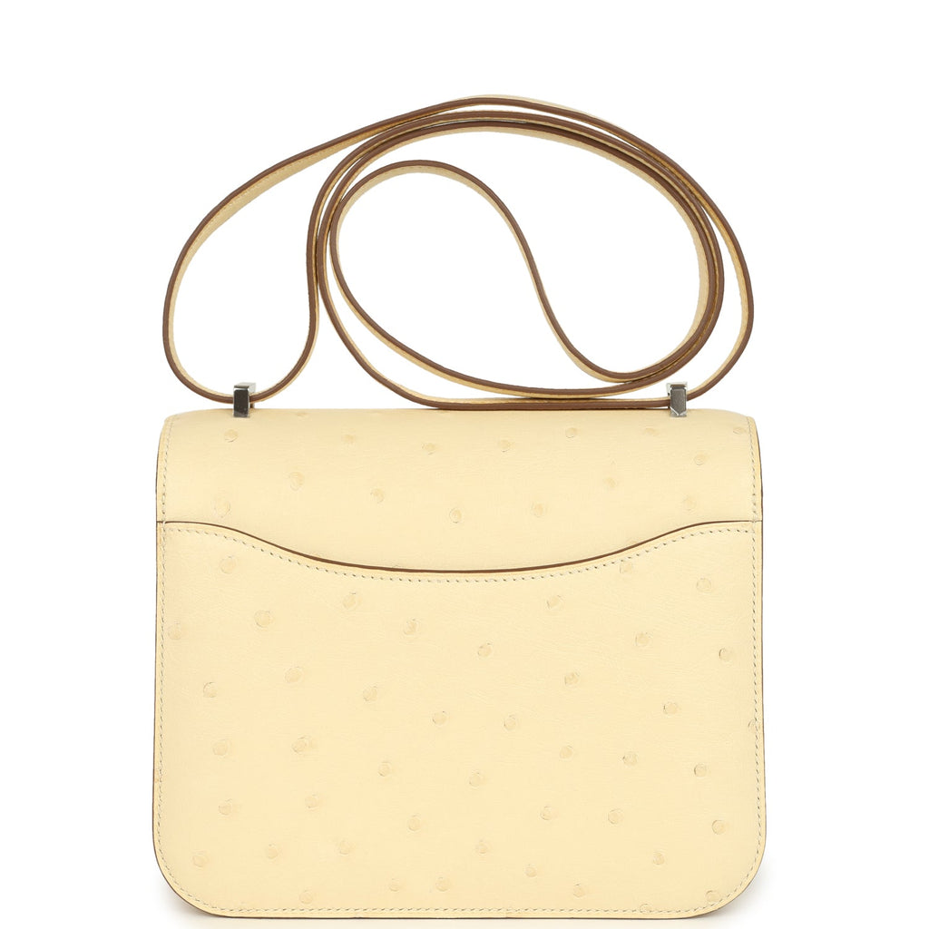 Constance 18 Vanille Ostrich Palladium Hardware Bag
