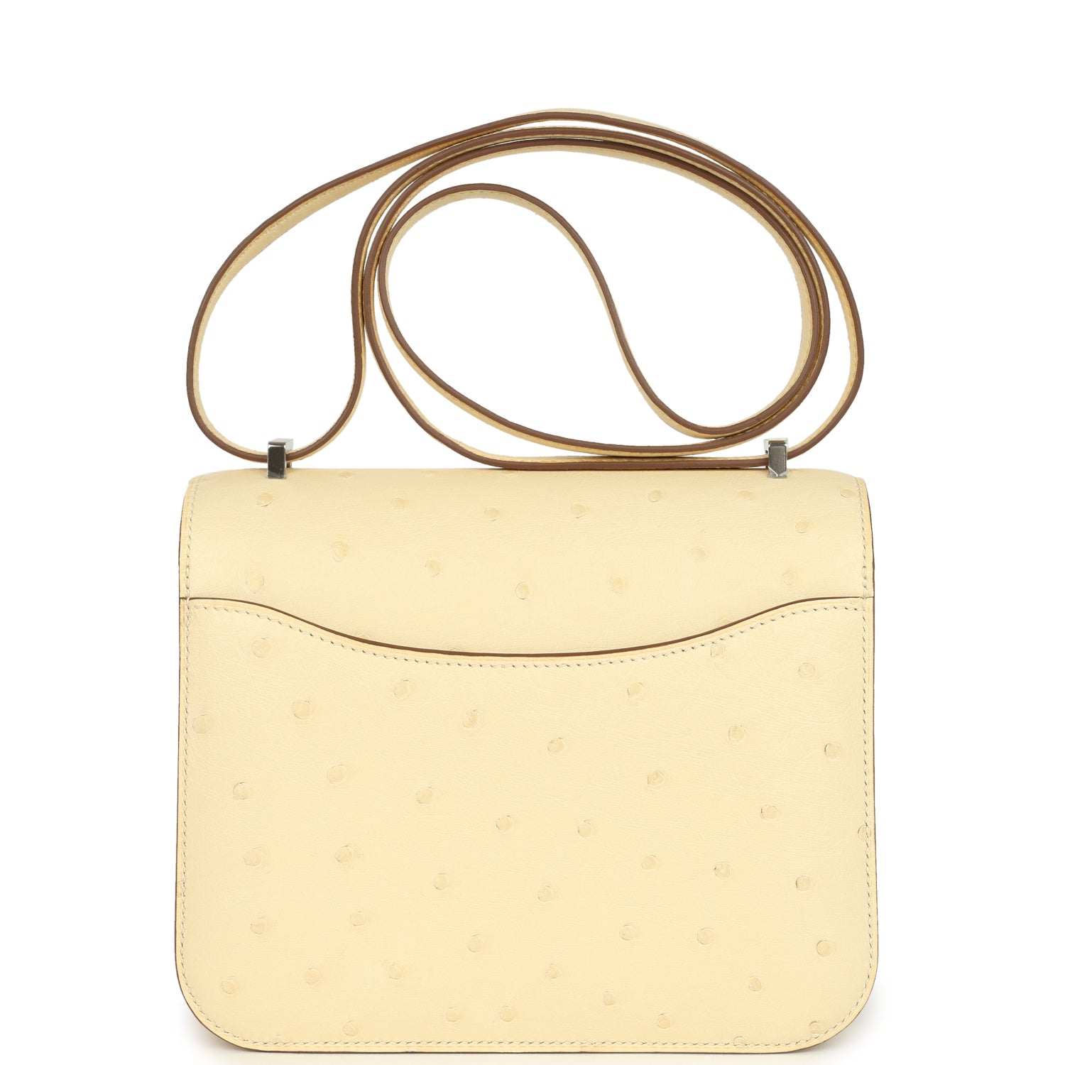 Constance 18 Vanille Ostrich Palladium Hardware Bag