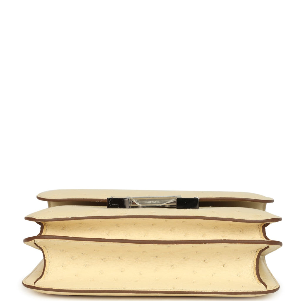 Constance 18 Vanille Ostrich Palladium Hardware Bag