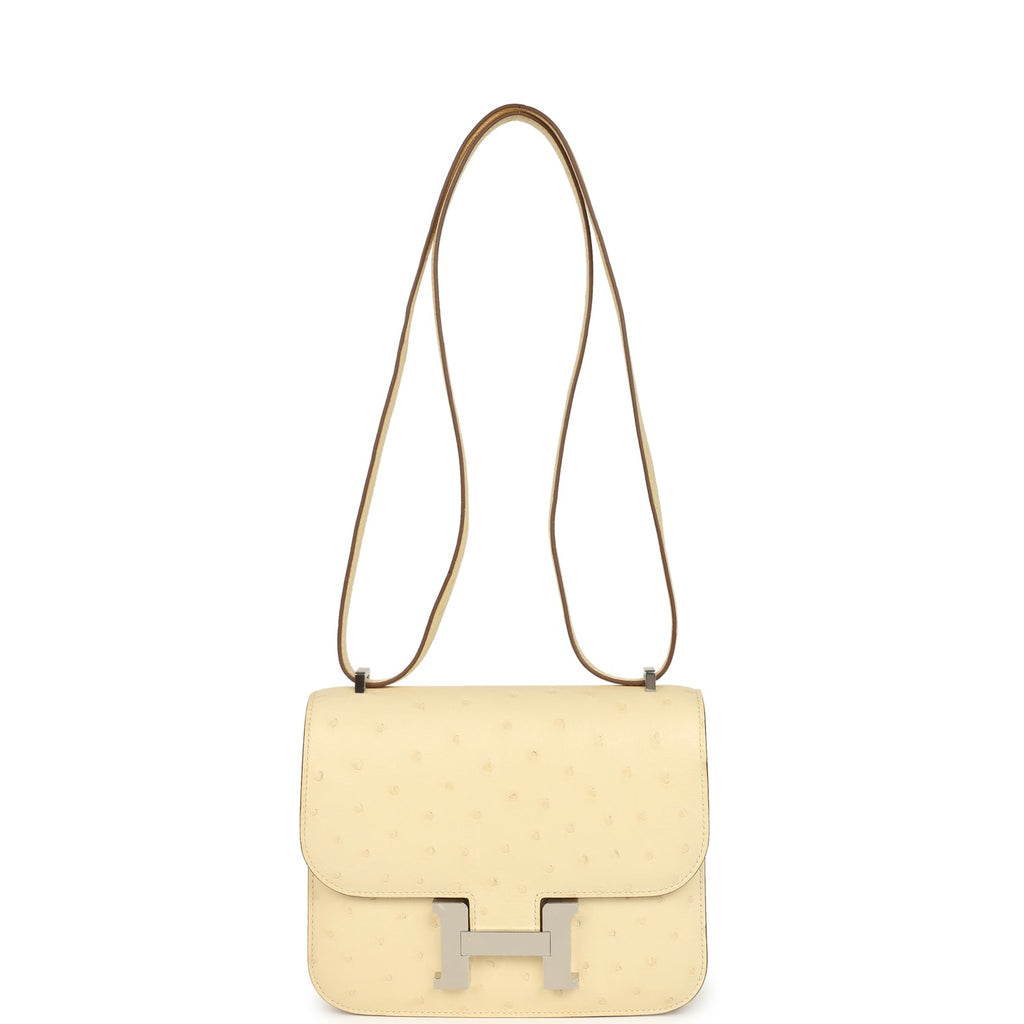 Constance 18 Vanille Ostrich Palladium Hardware Bag