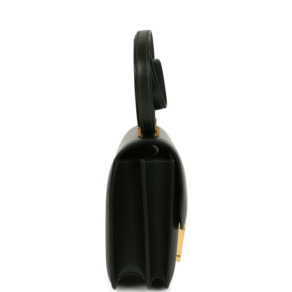 Constance 18 Vert Fonce Box Gold Hardware Bag