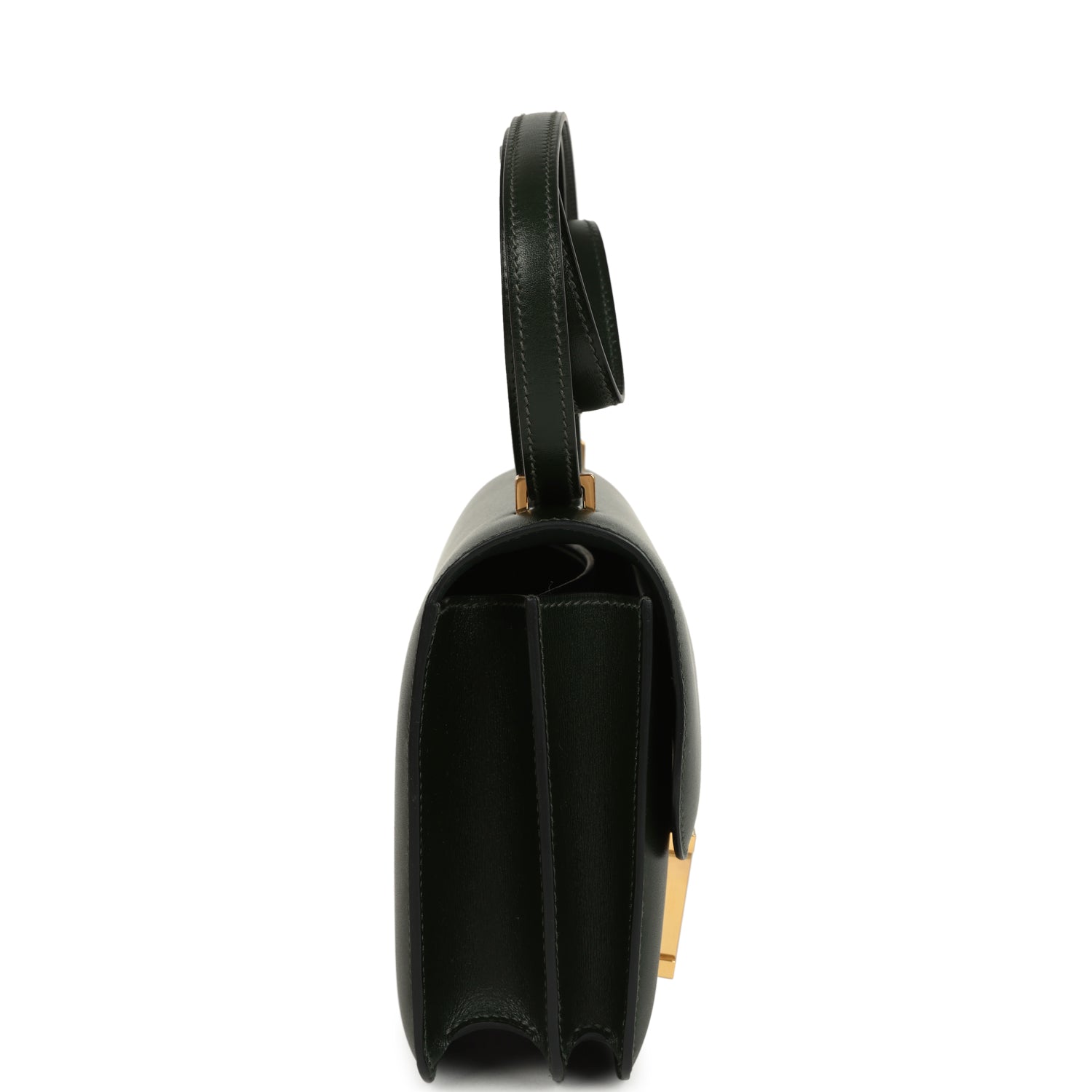 Constance 18 Vert Fonce Box Gold Hardware Bag