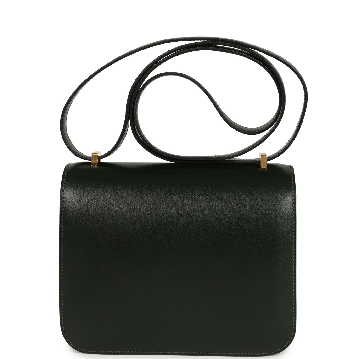 Constance 18 Vert Fonce Box Gold Hardware Bag