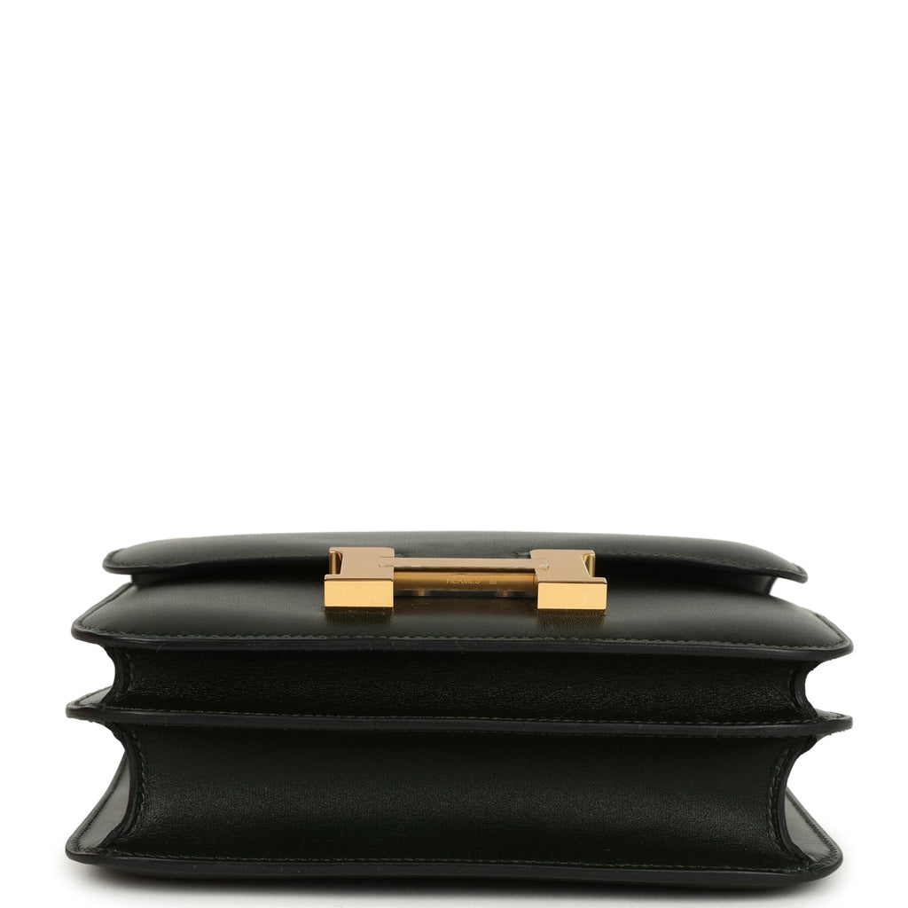 Constance 18 Vert Fonce Box Gold Hardware Bag