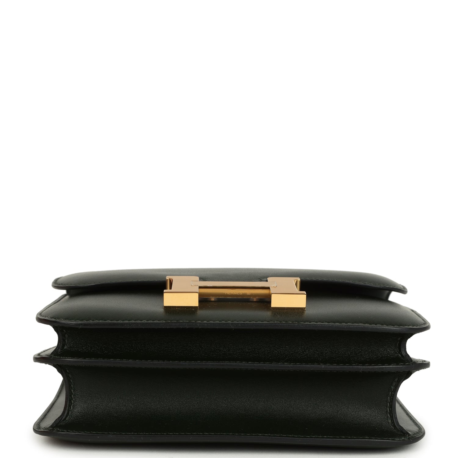 Constance 18 Vert Fonce Box Gold Hardware Bag