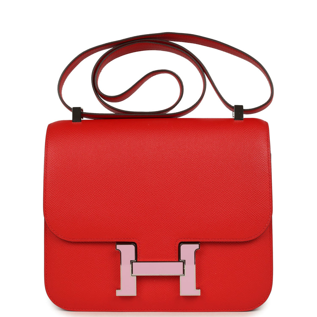 Constance 24 Rouge De Coeur Epsom Lacquered Palladium Hardware Bag