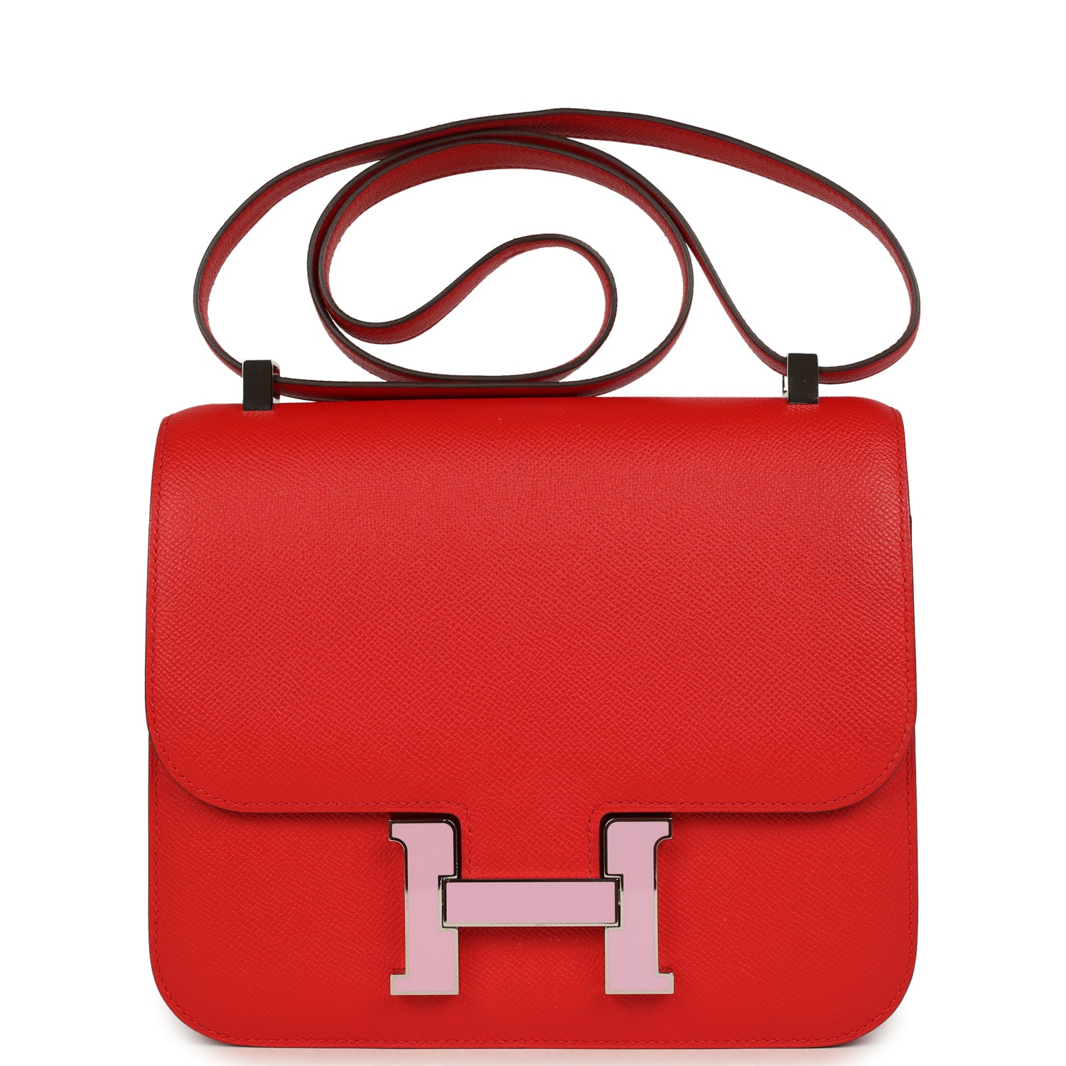Constance 24 Rouge De Coeur Epsom Lacquered Palladium Hardware Bag