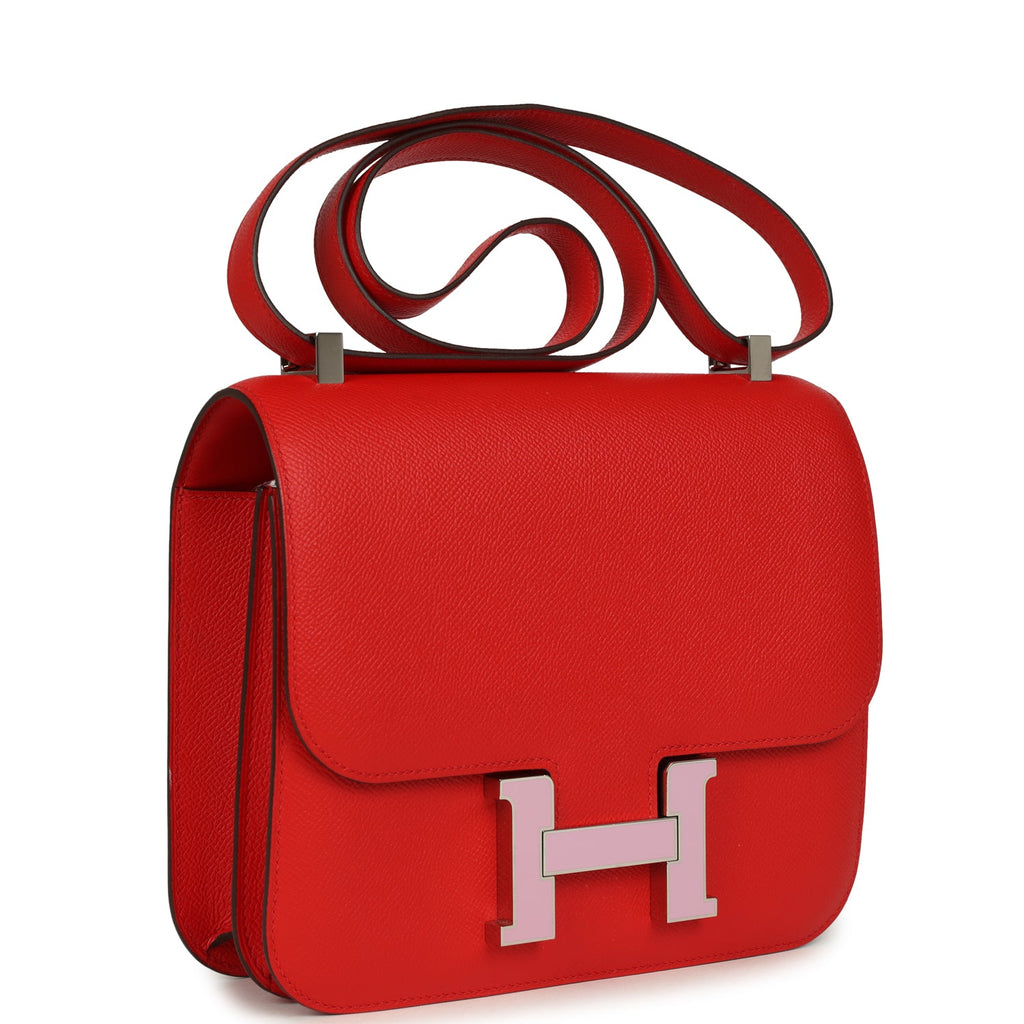 Constance 24 Rouge De Coeur Epsom Lacquered Palladium Hardware Bag