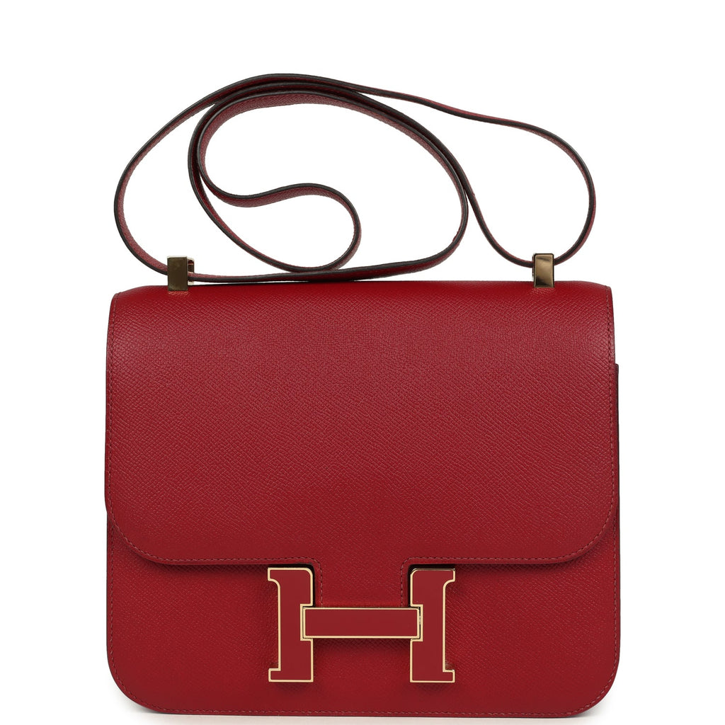 Constance 24 Rouge Grenat Verso Epsom Lacquered Permabrass Hardware Bag
