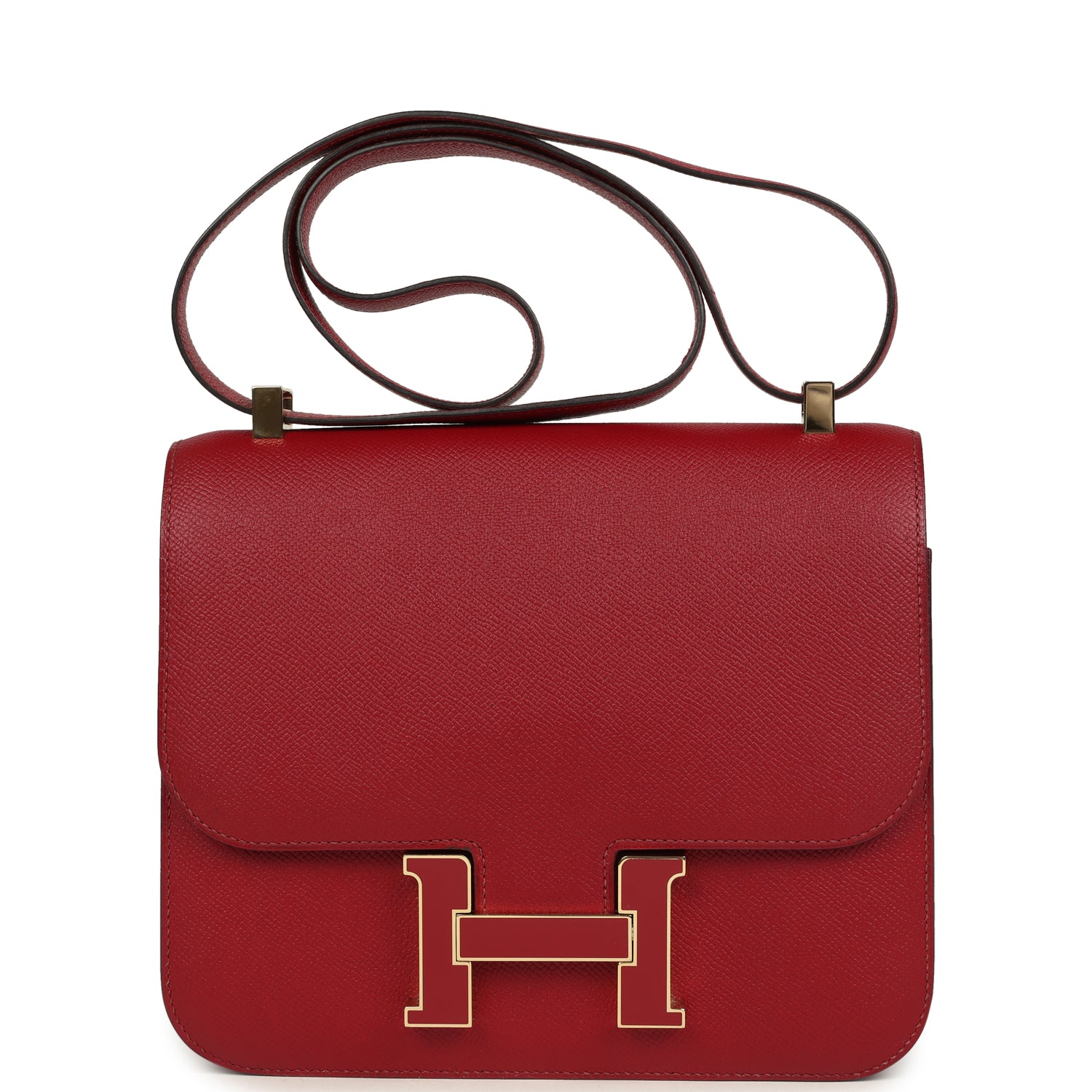 Constance 24 Rouge Grenat Verso Epsom Lacquered Permabrass Hardware Bag