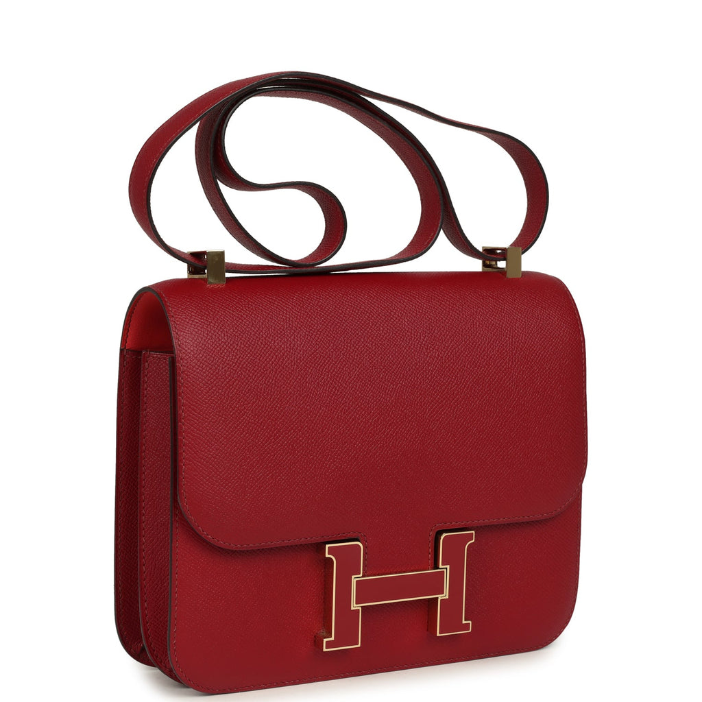 Constance 24 Rouge Grenat Verso Epsom Lacquered Permabrass Hardware Bag