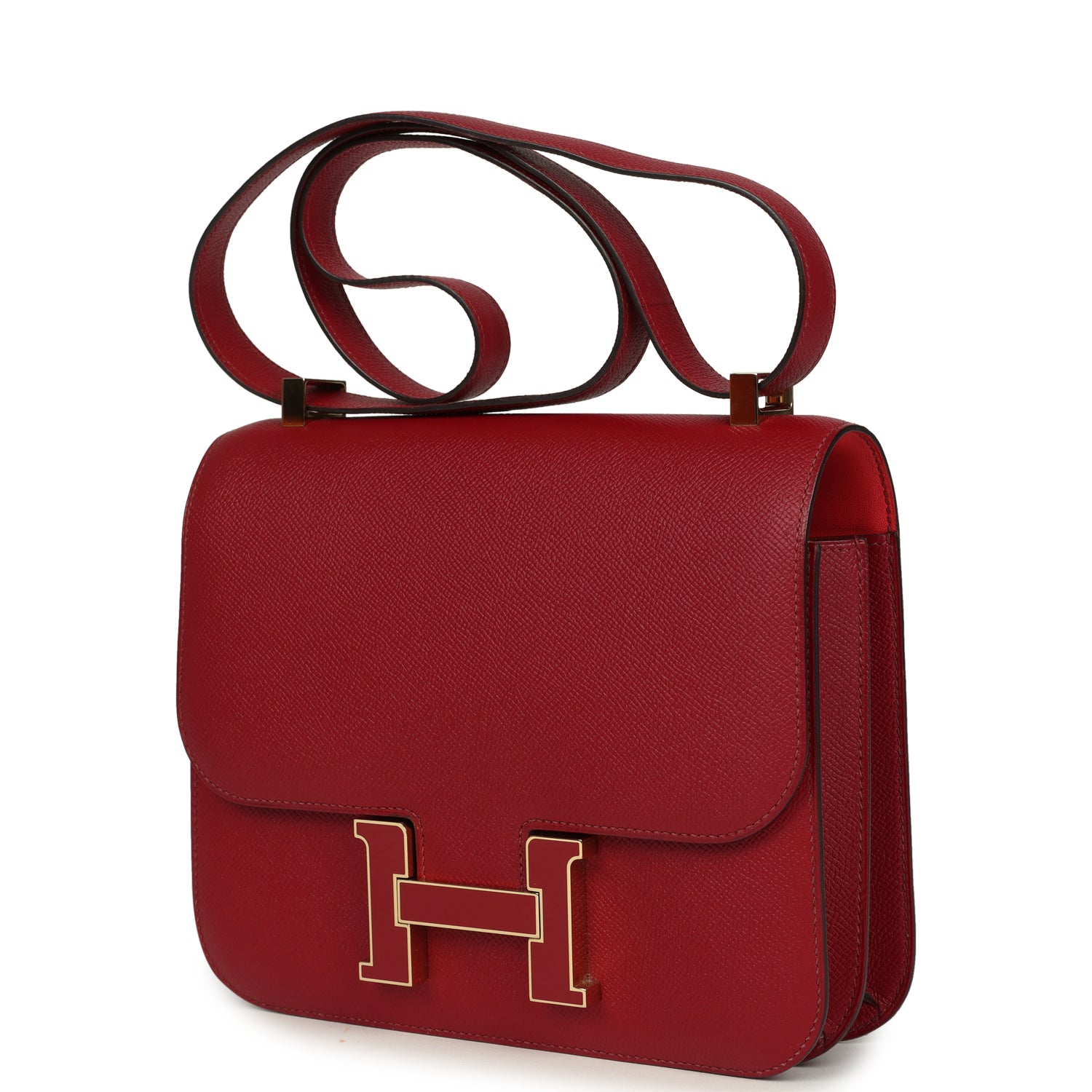 Constance 24 Rouge Grenat Verso Epsom Lacquered Permabrass Hardware Bag