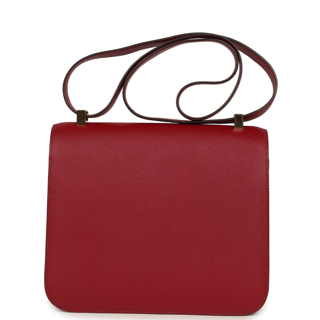 Constance 24 Rouge Grenat Verso Epsom Lacquered Permabrass Hardware Bag
