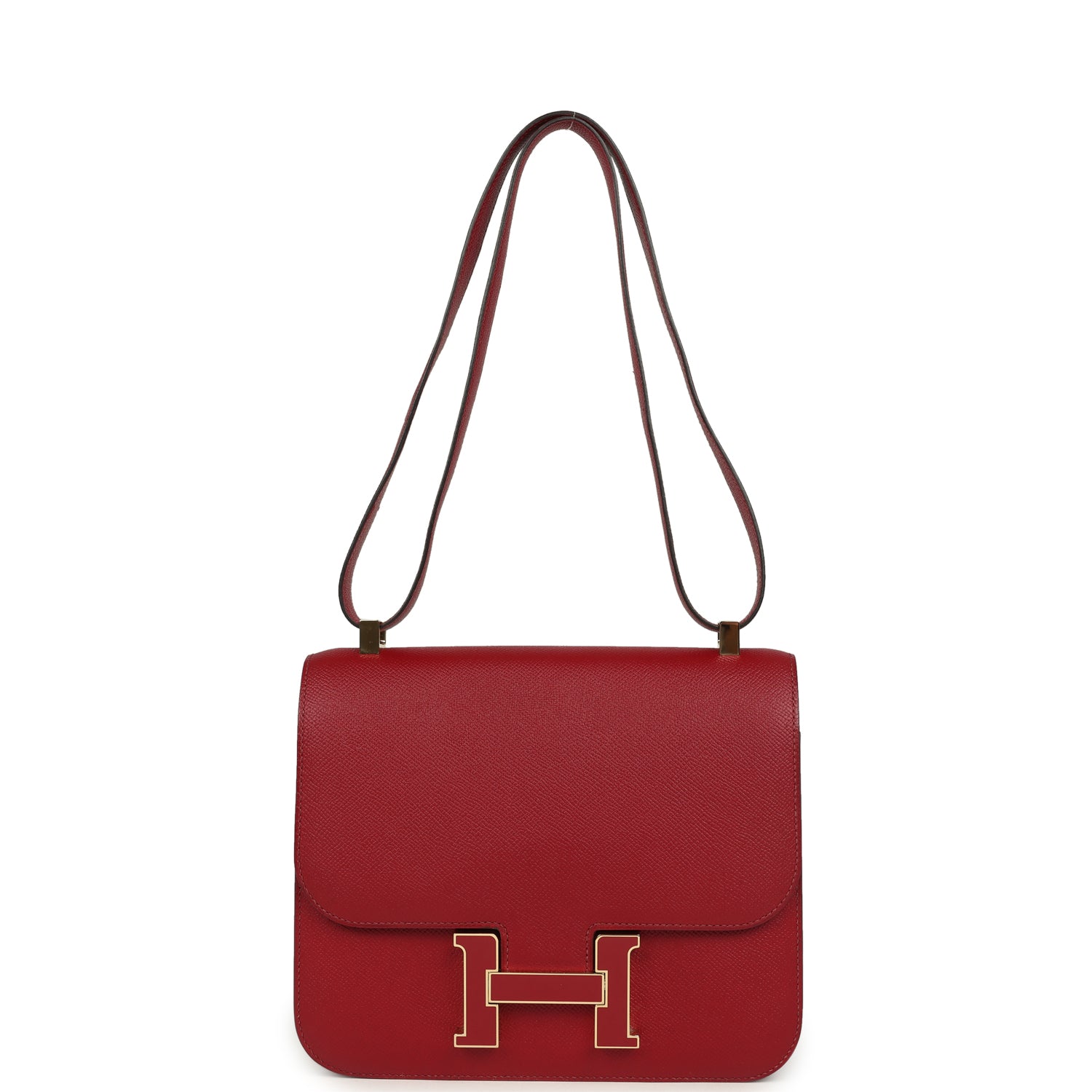Constance 24 Rouge Grenat Verso Epsom Lacquered Permabrass Hardware Bag