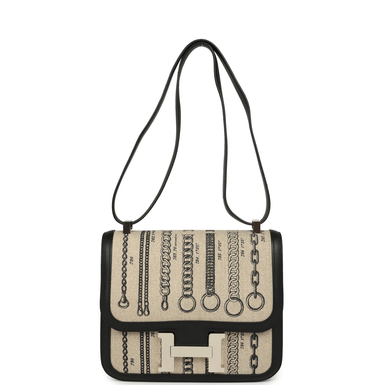 Constance 24 Toile De Camp Déchaînée and Black Swift Palladium Hardware Bag