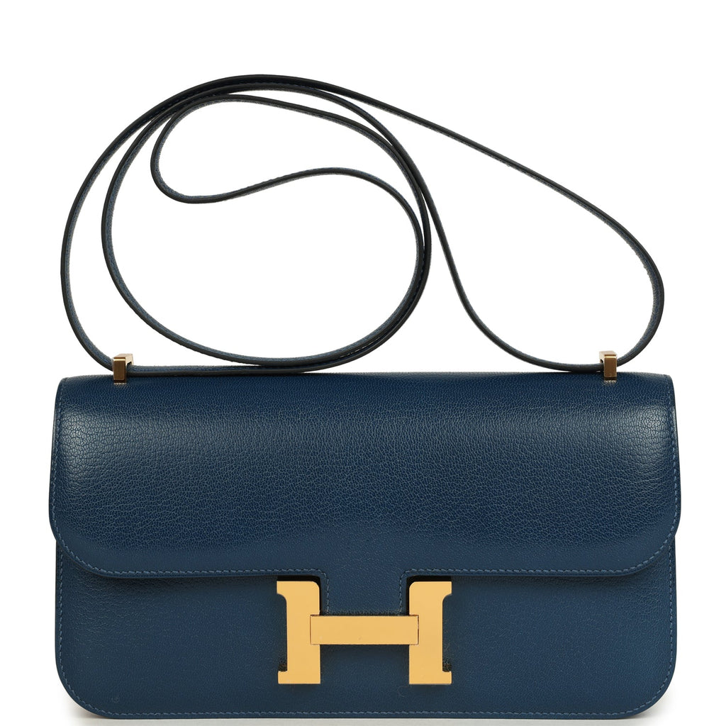 Constance Elan Deep Blue Chevre Chamkila Gold Hardware Bag