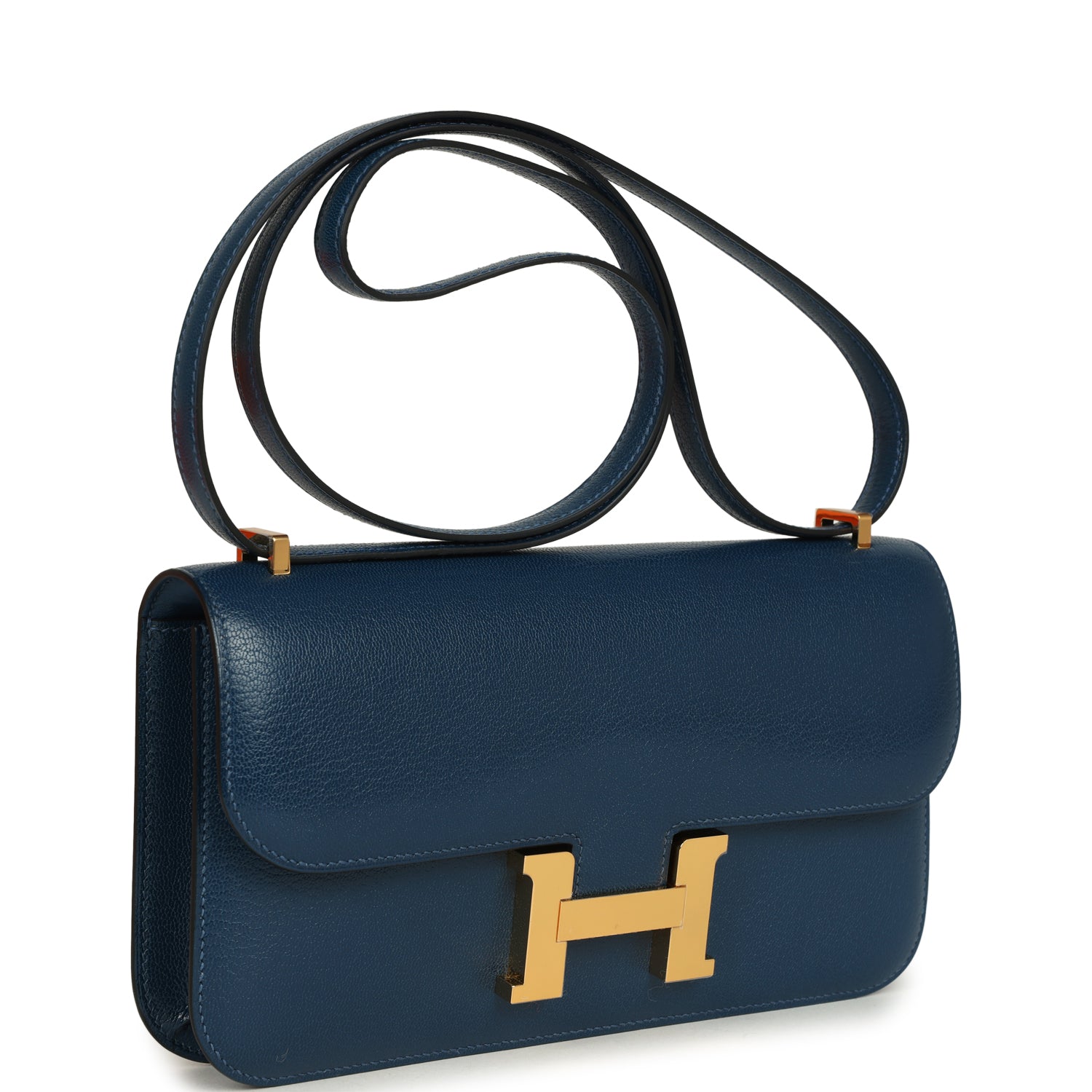 Constance Elan Deep Blue Chevre Chamkila Gold Hardware Bag