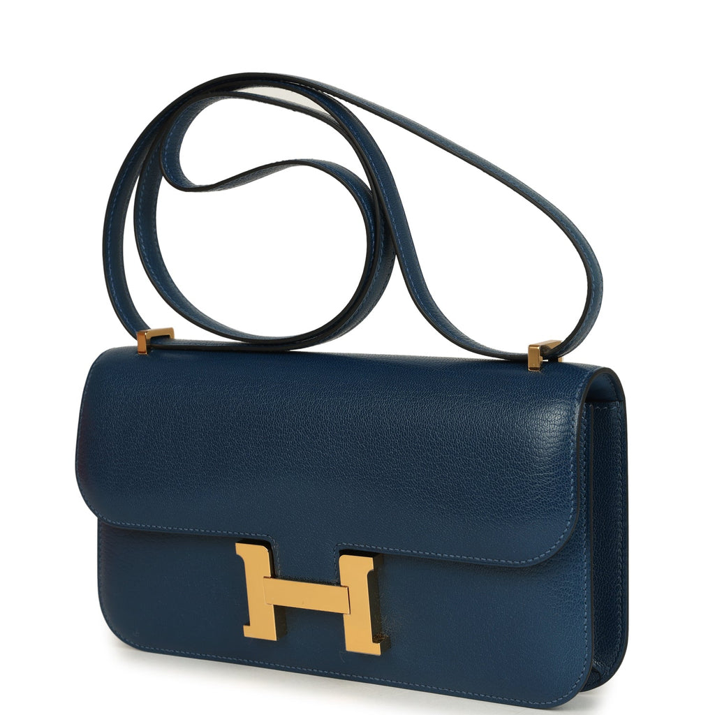 Constance Elan Deep Blue Chevre Chamkila Gold Hardware Bag