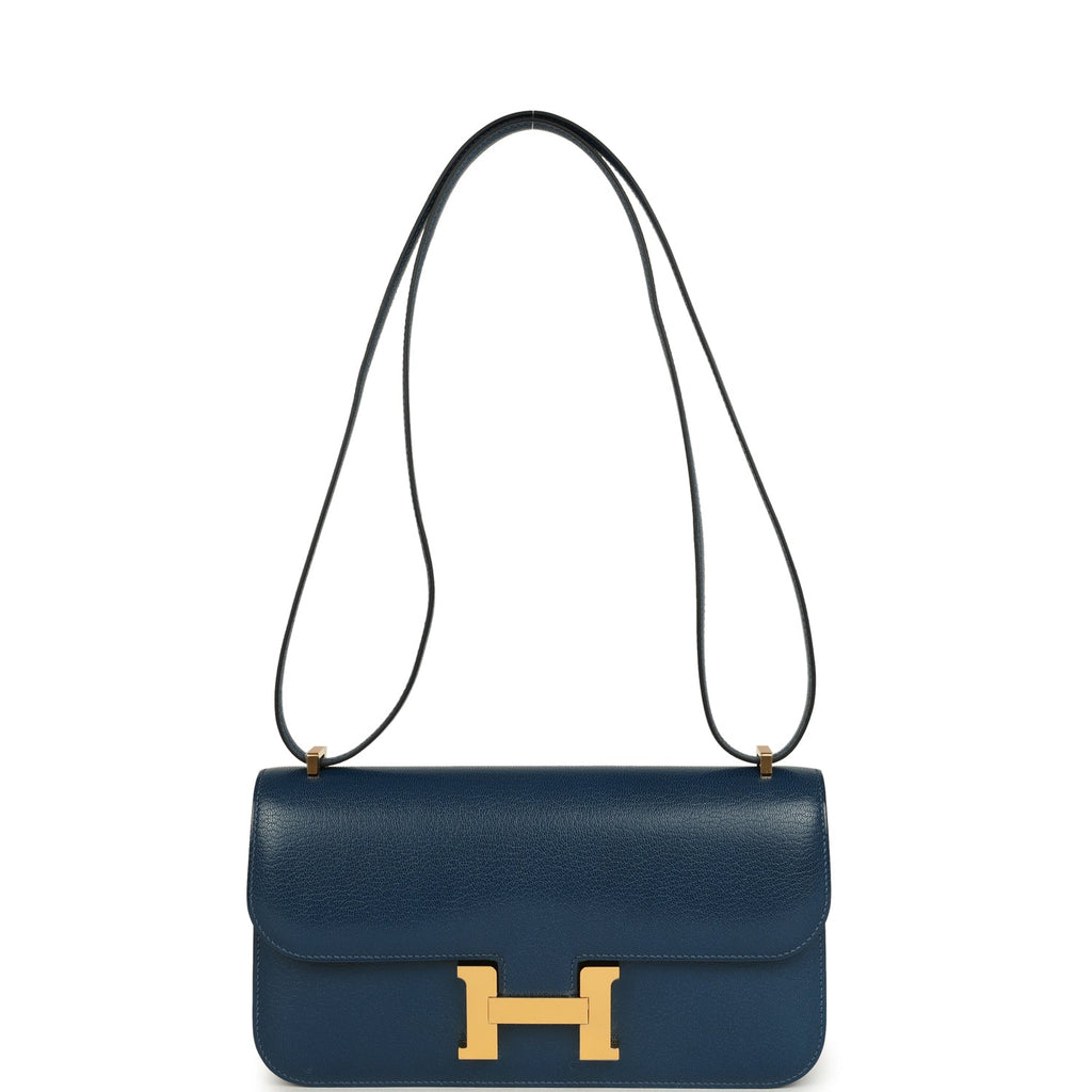 Constance Elan Deep Blue Chevre Chamkila Gold Hardware Bag