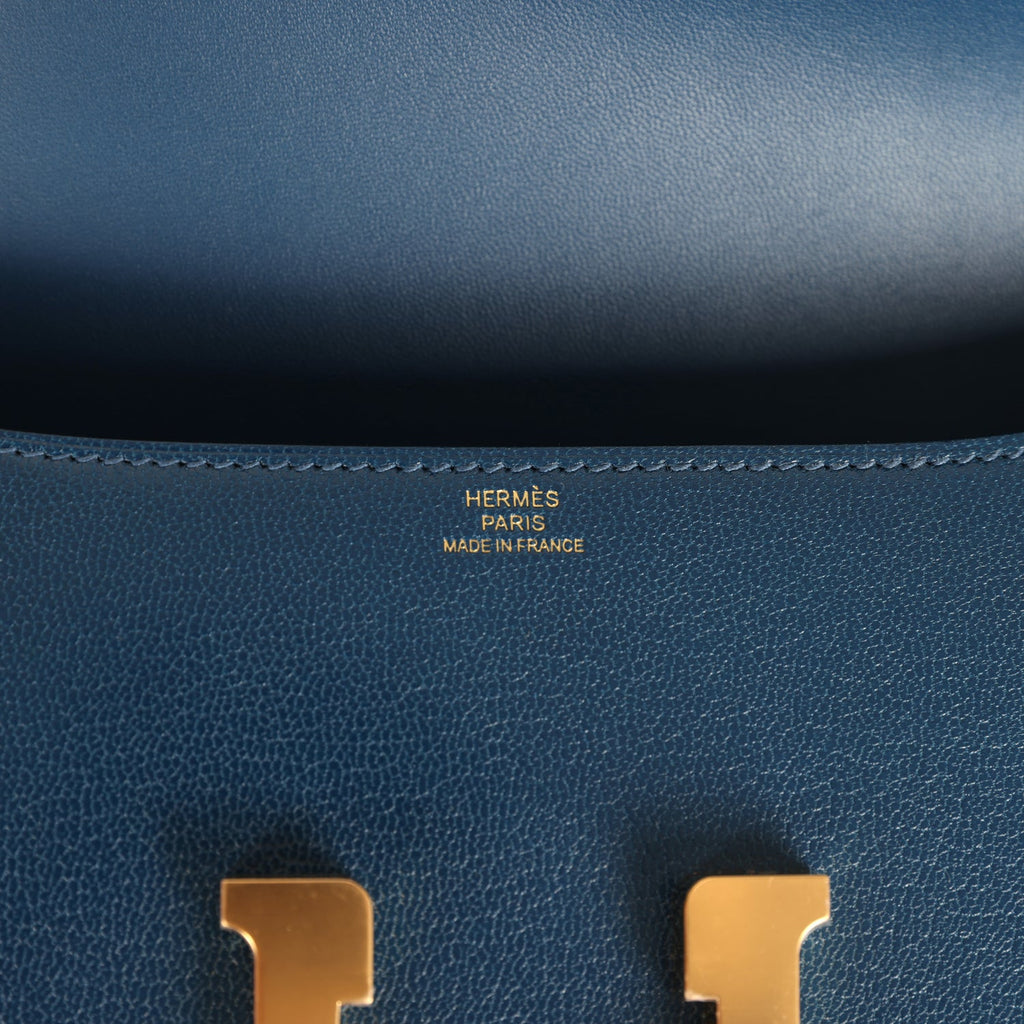 Constance Elan Deep Blue Chevre Chamkila Gold Hardware Bag