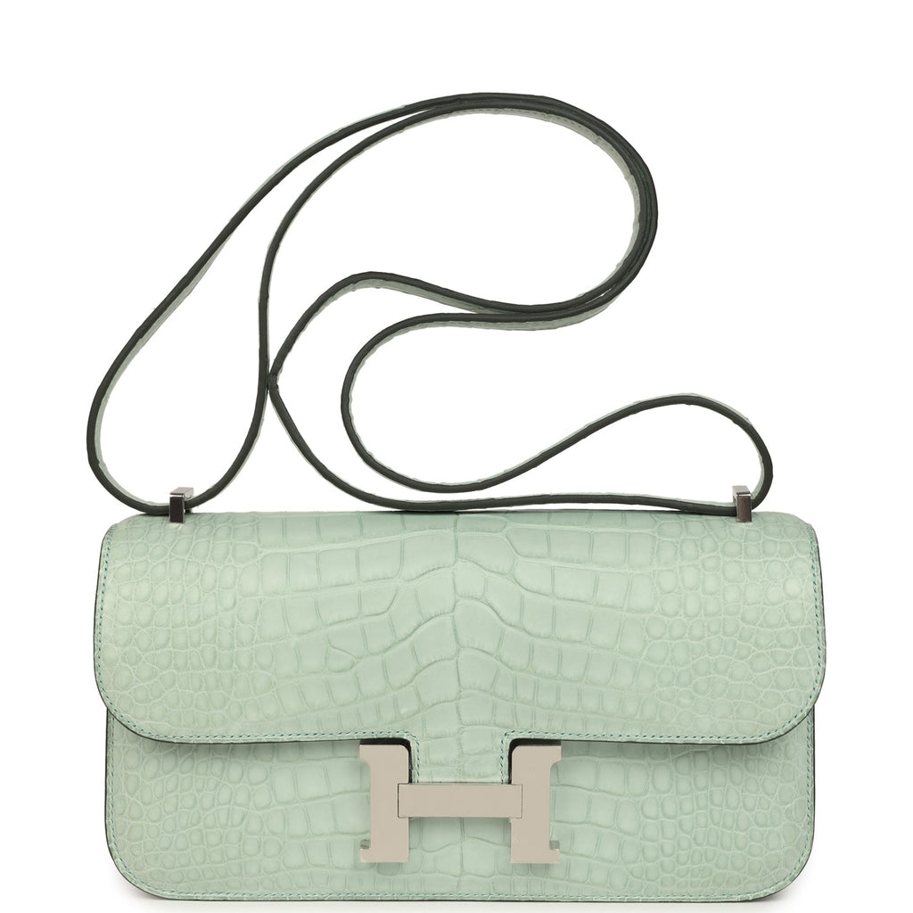 Constance Elan Vert D'Eau Matte Alligator Palladium Hardware Bag