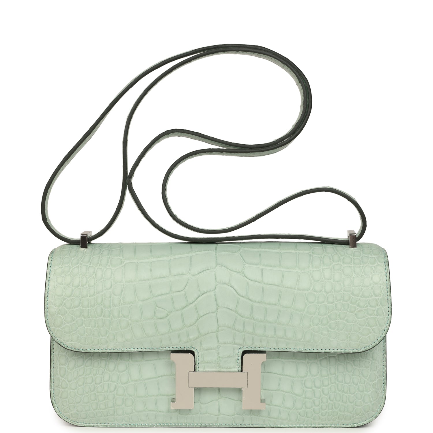 Constance Elan Vert D'Eau Matte Alligator Palladium Hardware Bag