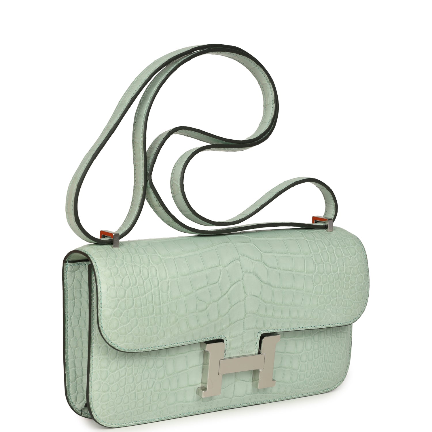 Constance Elan Vert D'Eau Matte Alligator Palladium Hardware Bag