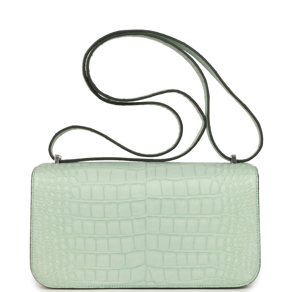 Constance Elan Vert D'Eau Matte Alligator Palladium Hardware Bag
