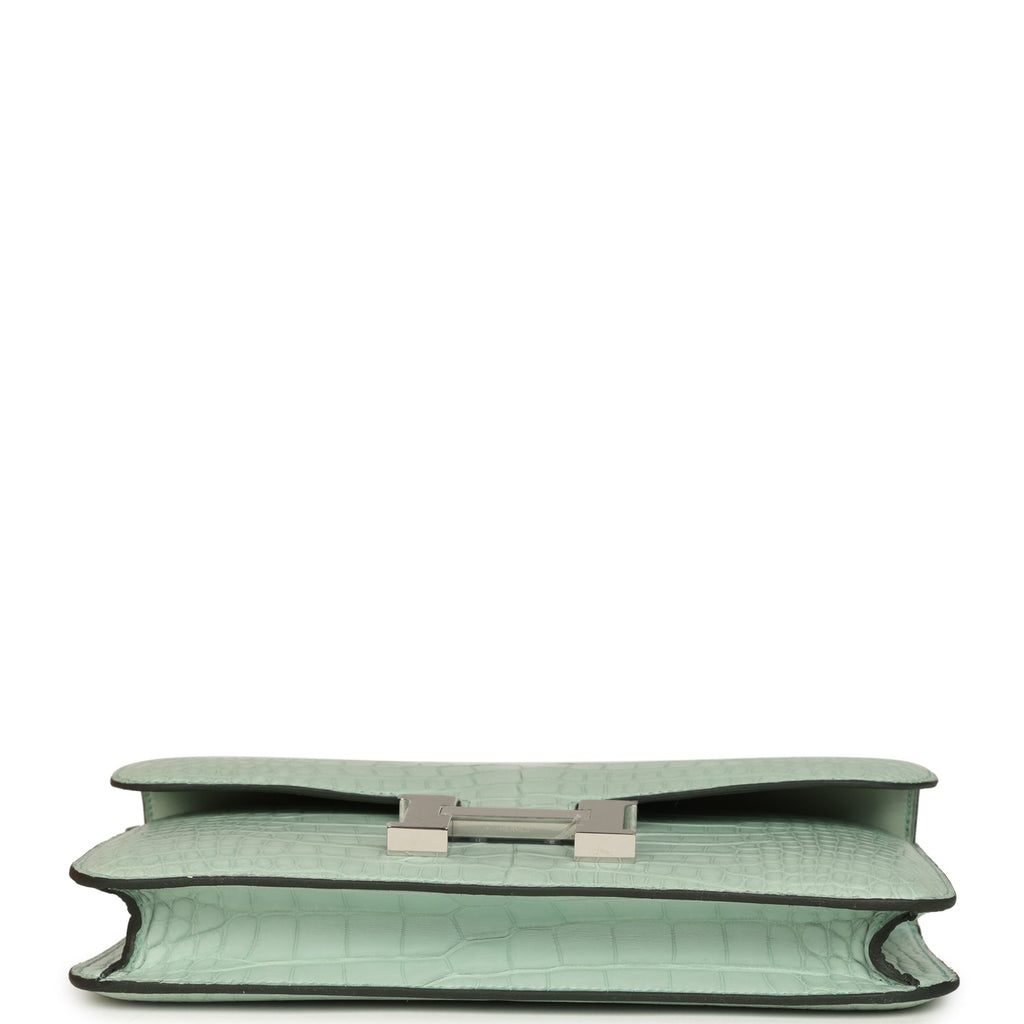 Constance Elan Vert D'Eau Matte Alligator Palladium Hardware Bag
