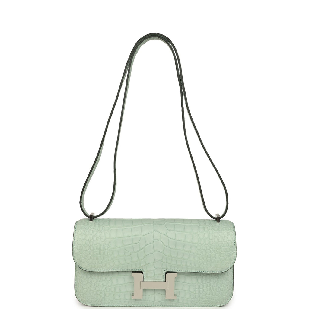 Constance Elan Vert D'Eau Matte Alligator Palladium Hardware Bag