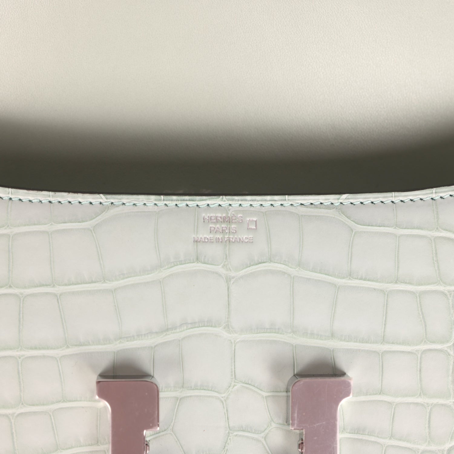 Constance Elan Vert D'Eau Matte Alligator Palladium Hardware Bag