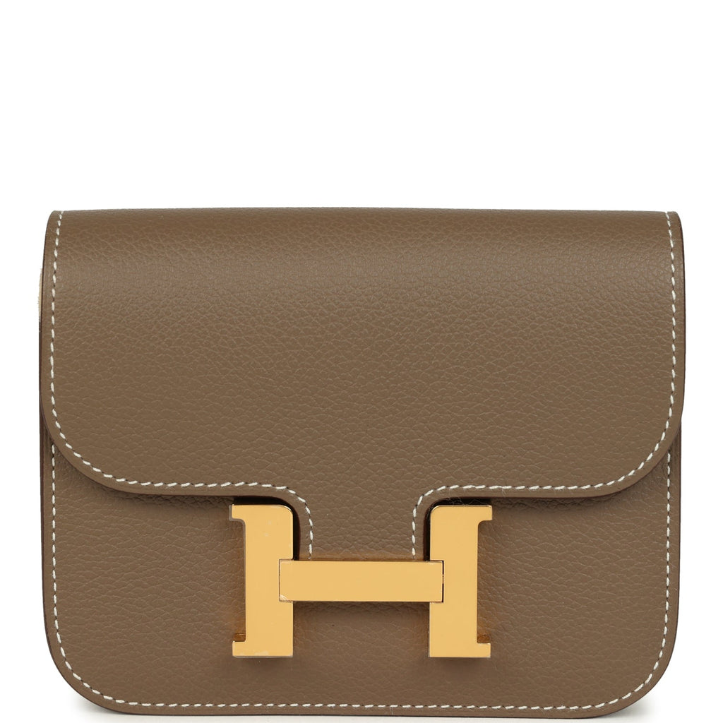 Constance Slim Compact Wallet Etoupe Evercolor Gold Hardware Bag