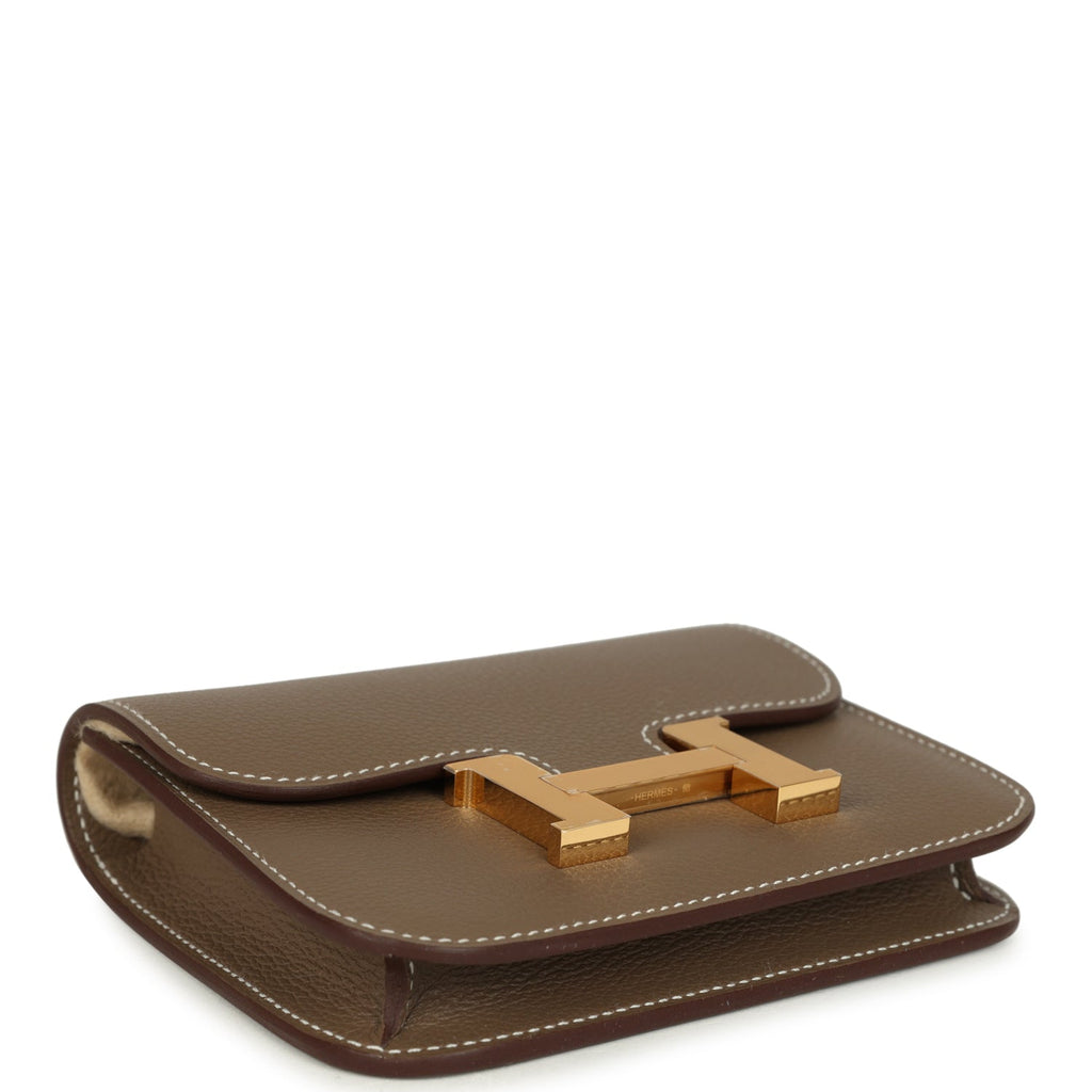 Constance Slim Compact Wallet Etoupe Evercolor Gold Hardware Bag