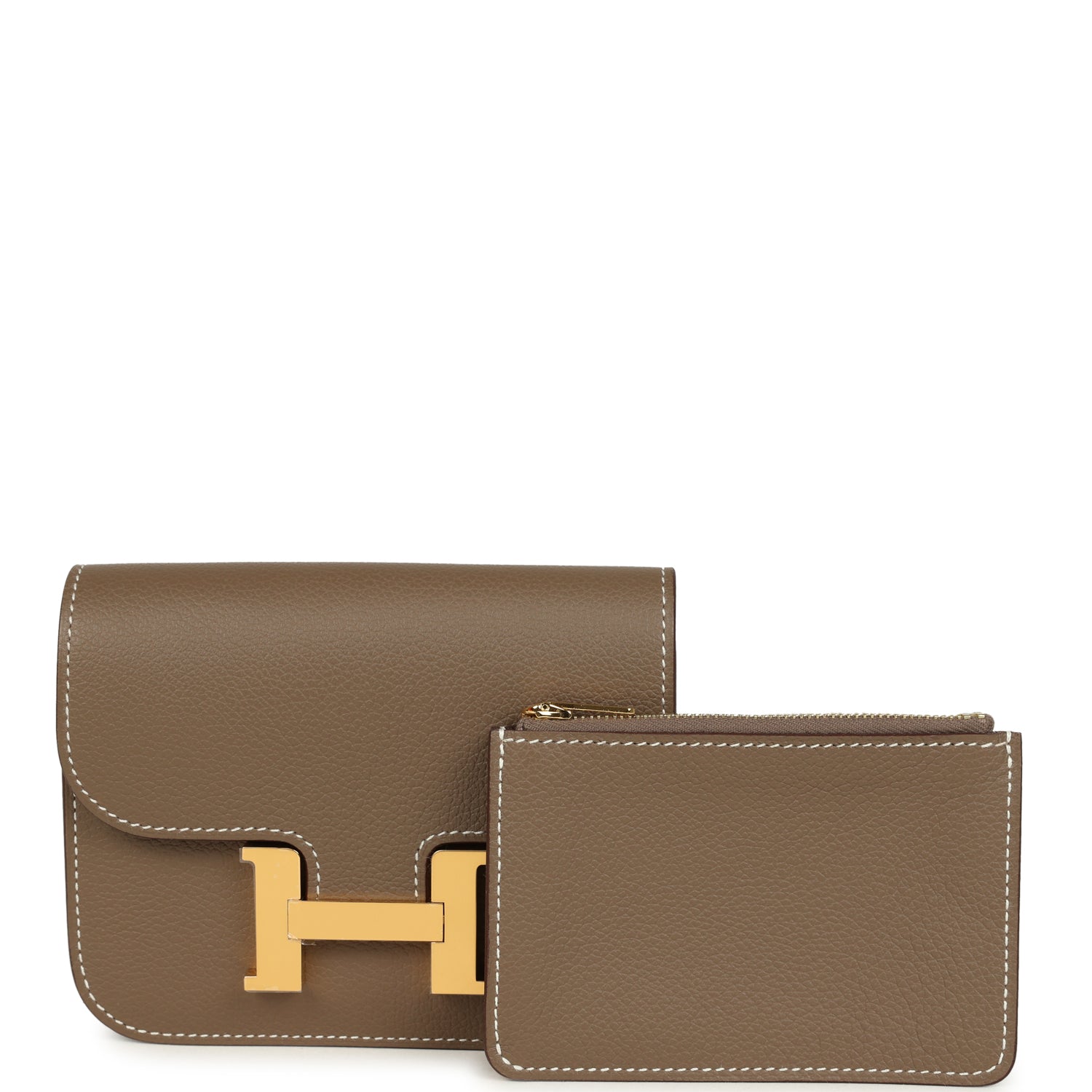 Constance Slim Compact Wallet Etoupe Evercolor Gold Hardware Bag