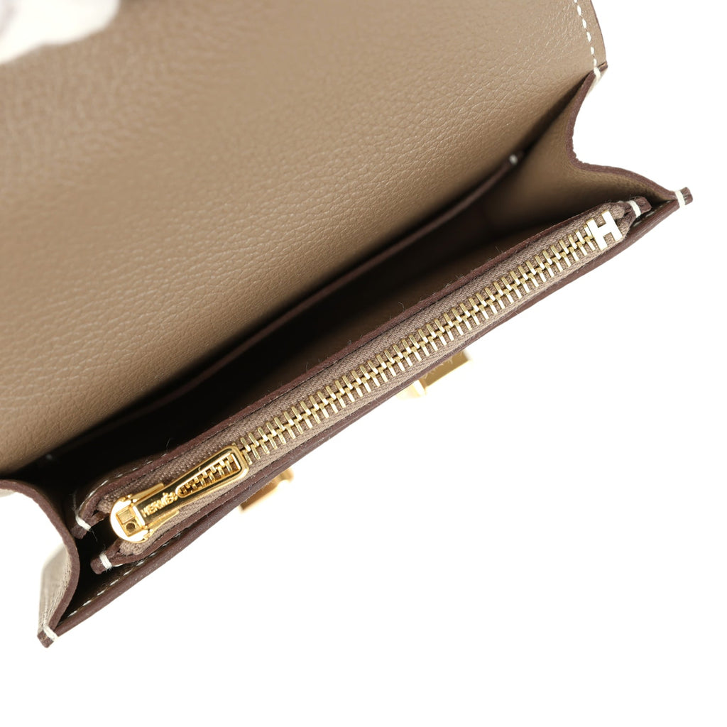 Constance Slim Compact Wallet Etoupe Evercolor Gold Hardware Bag